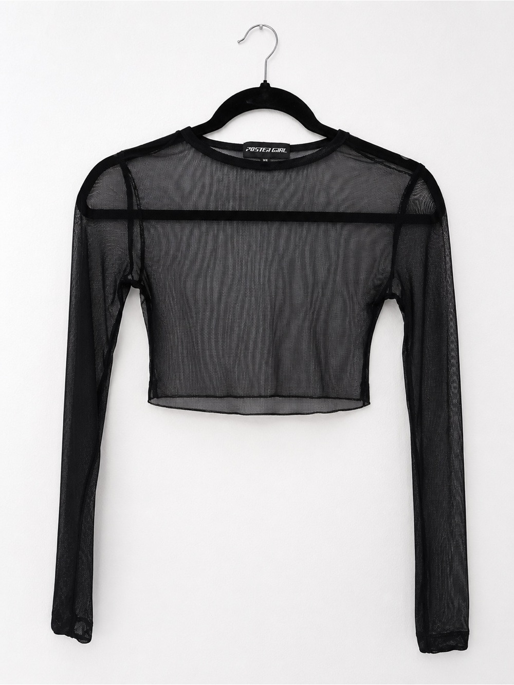 POSTER GIRL Black Sheer Long-Sleeve Crop Top